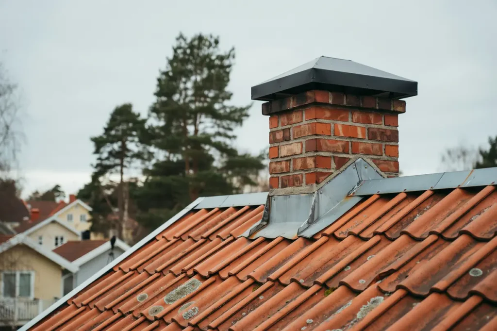 skorstenshuv i pl t skydd mot regn f glar och drag f r villa gare